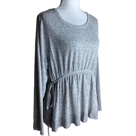 Caslon Cozy Tie Waist Peplum Knit Top in Grey Heather Casual Cozy Women's Size S - Picture 4 of 9
